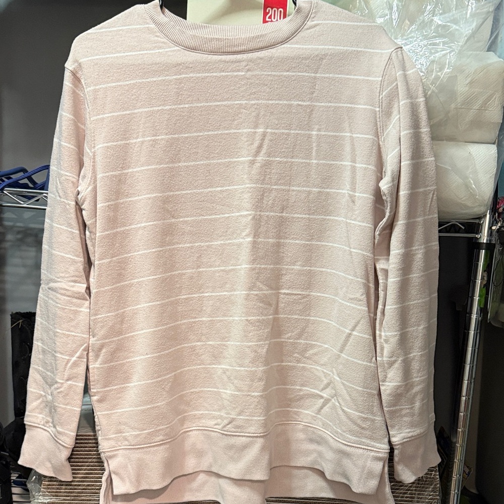 Stars Above Pink Striped Sweatshirt